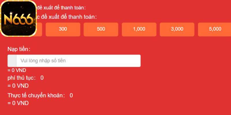 Những lưu ý khi nạp tiền N666